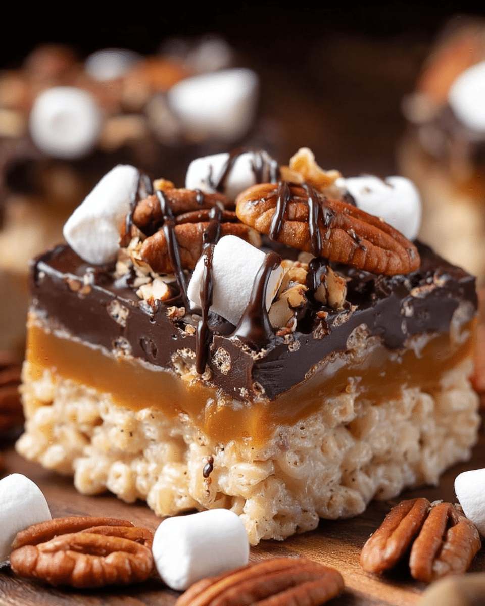 Caramel Turtle Rice Krispie Treats Recipe