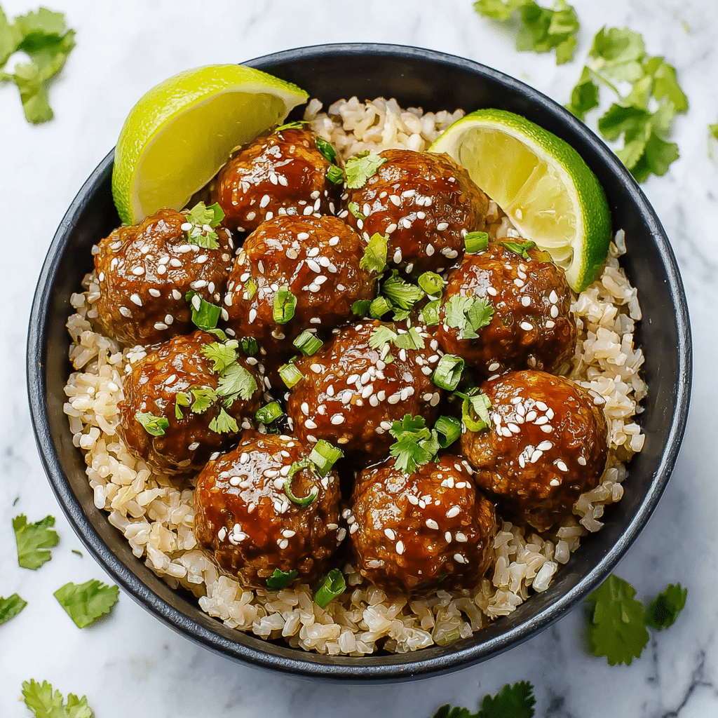 The Best Honey Garlic Meatball Rice Bake Recipe - Recipe Image