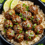 The Best Honey Garlic Meatball Rice Bake Recipe