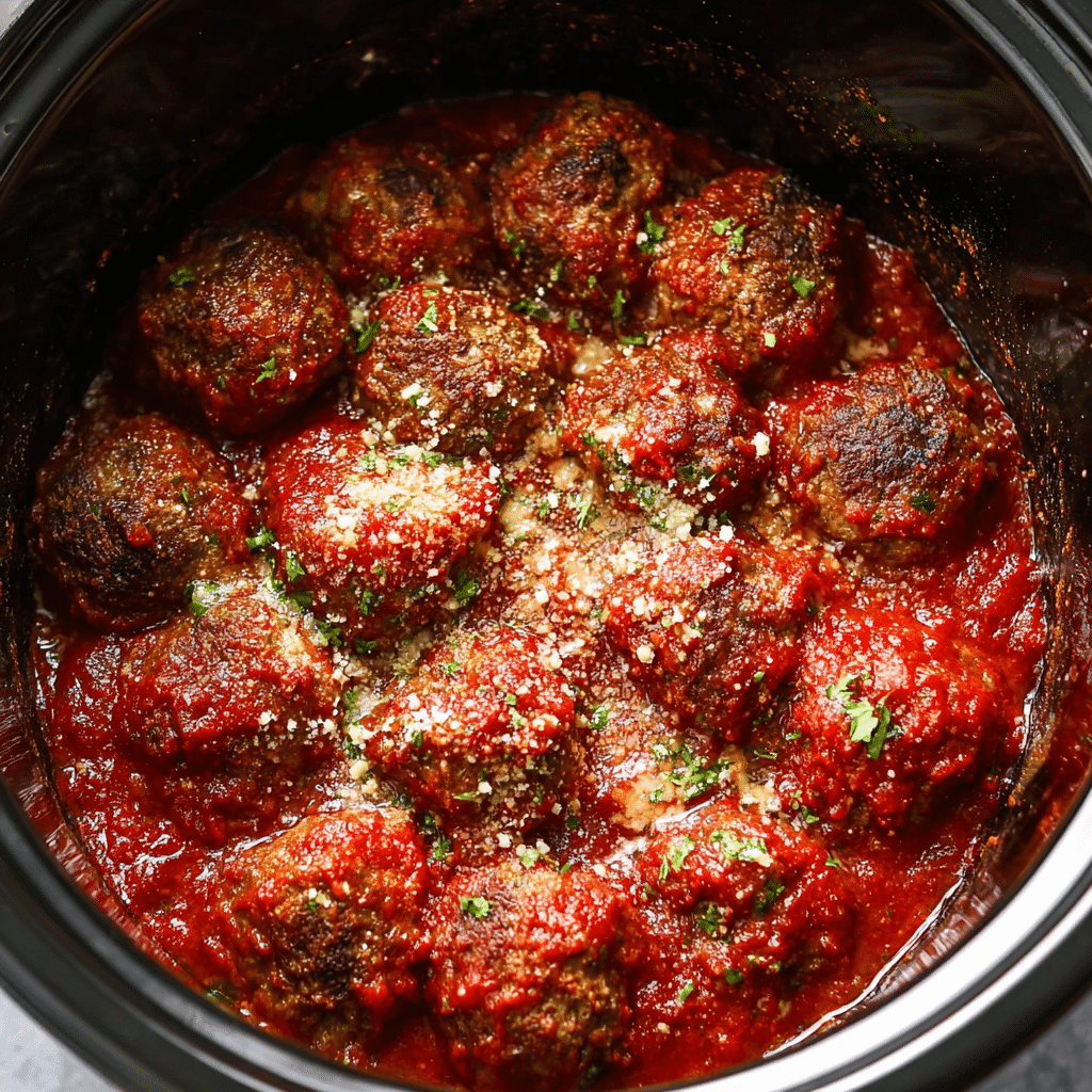 Slow Cooker Mozzarella Stuffed Meatballs Recipe - Recipe Image