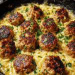 Lemon Chicken Ricotta Meatballs with Garlic Orzo Recipe
