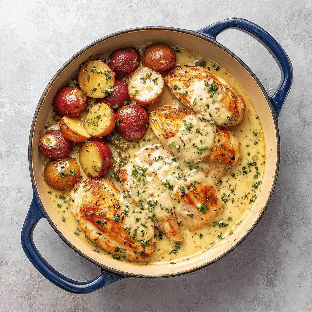 Chicken and Potatoes with Dijon Cream Sauce Recipe - Recipe Image