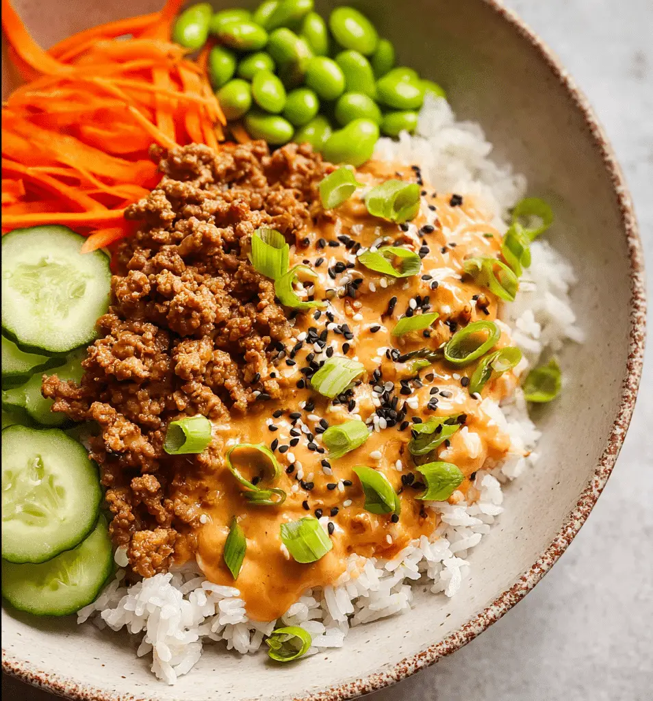 Ground Turkey Rice Bowls with Bang Bang Sauce Recipe