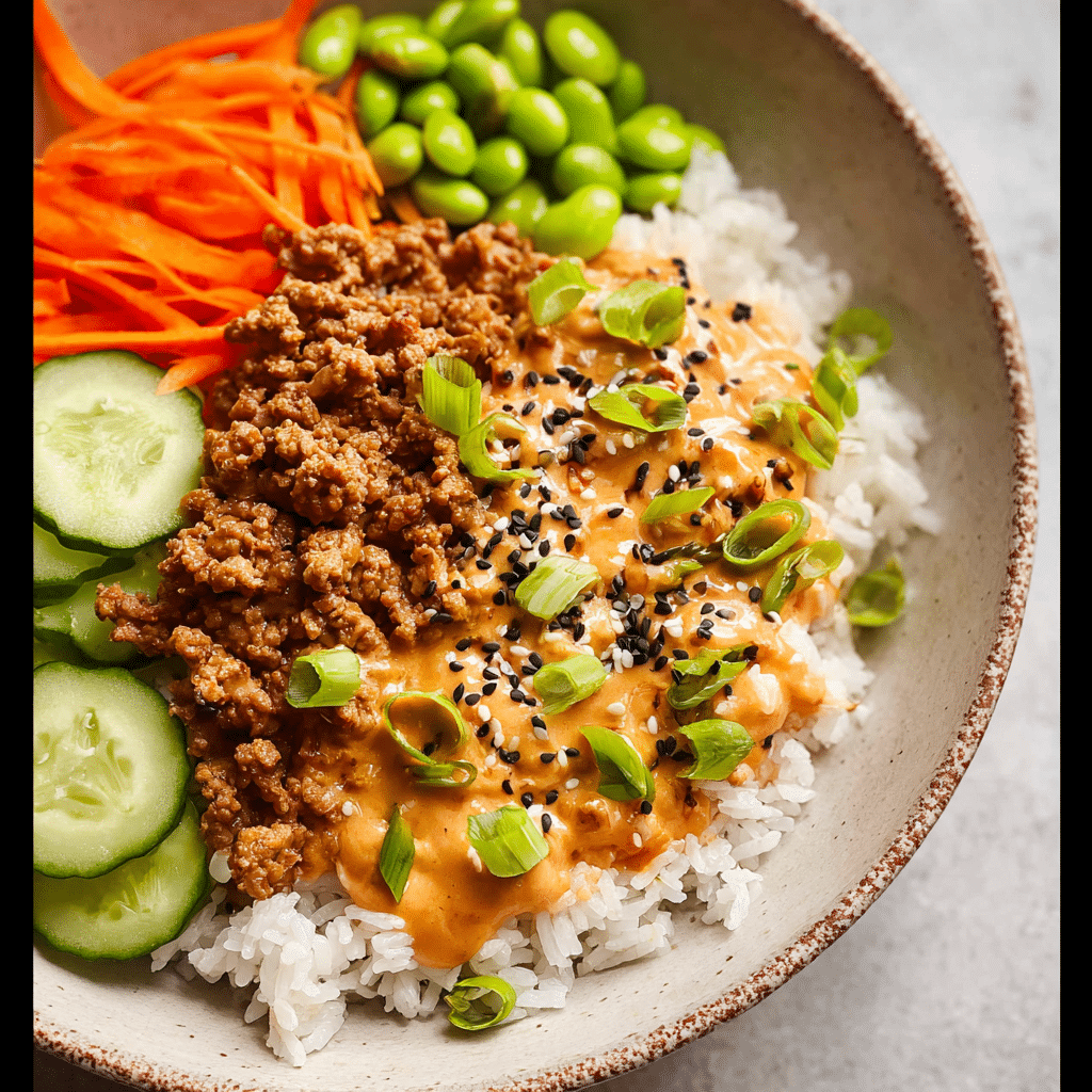 Ground Turkey Rice Bowls with Bang Bang Sauce Recipe - Recipe Image