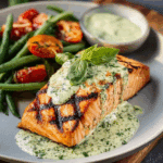 GRILLED SALMON WITH CREAMY PESTO SAUCE Recipe