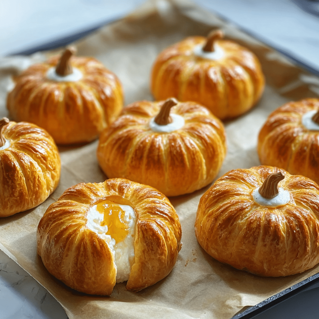 crescent pumpkins with cream cheese and pumpkin pie filling Recipe - Recipe Image