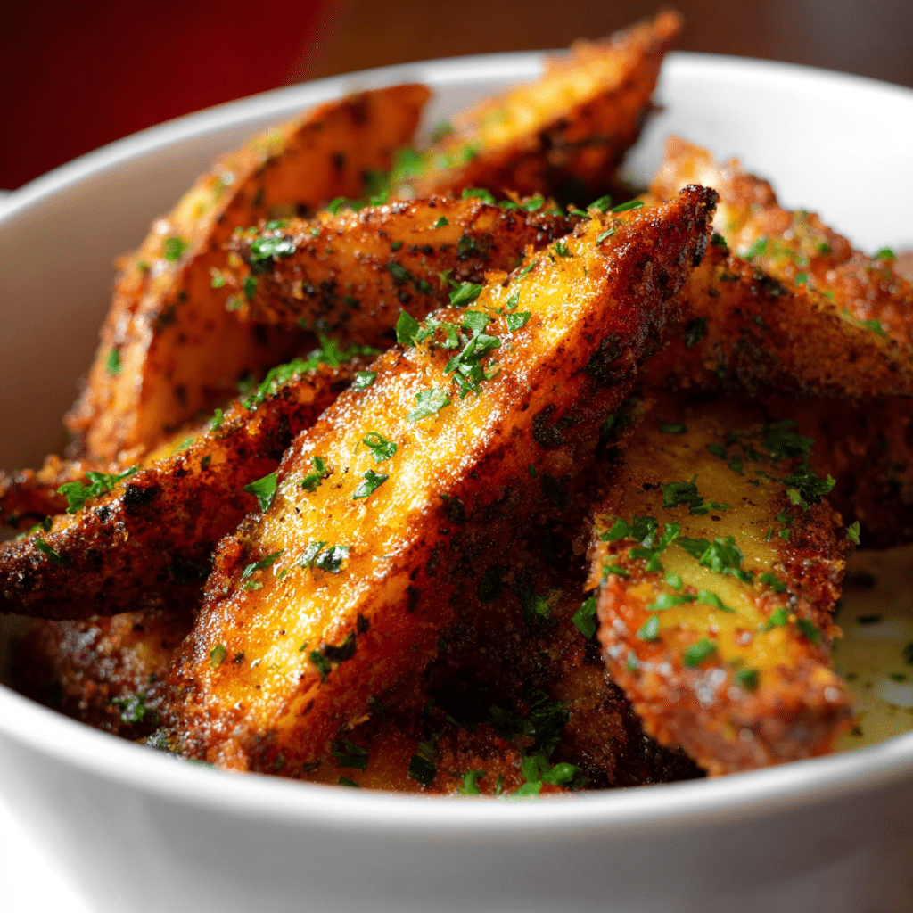 Garlic Parmesan Sweet Potato Wedges Recipe - Recipe Image
