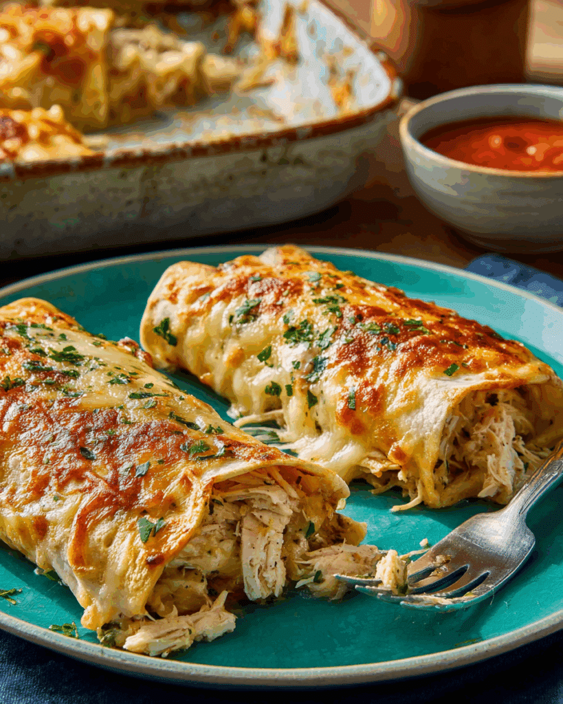 the best Chicken Enchiladas with Sour Cream White Sauce Recipe
