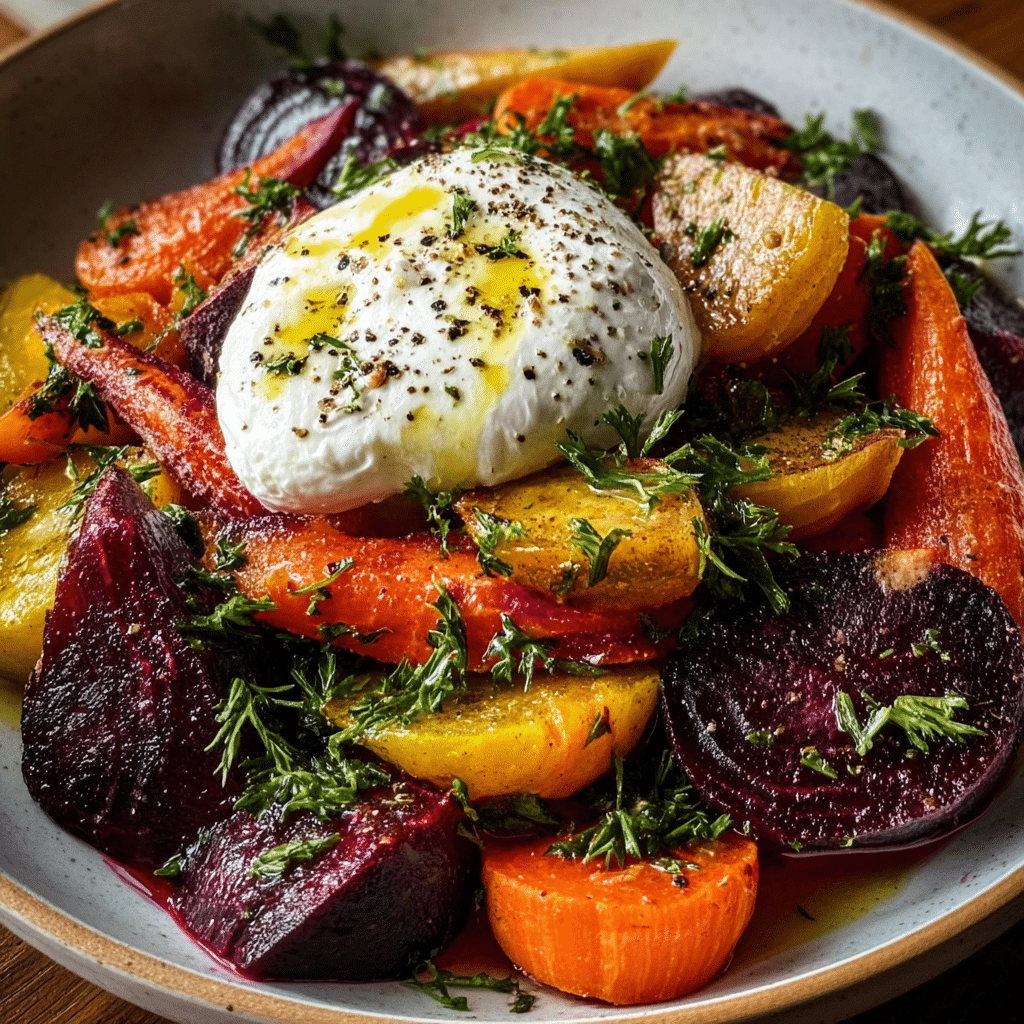 ROASTED BEETS AND CARROTS SALAD WITH BURRATA Recipe - Recipe Image