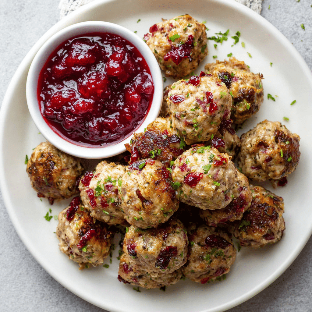 Turkey and Stuffing Meatballs Recipe - Recipe Image
