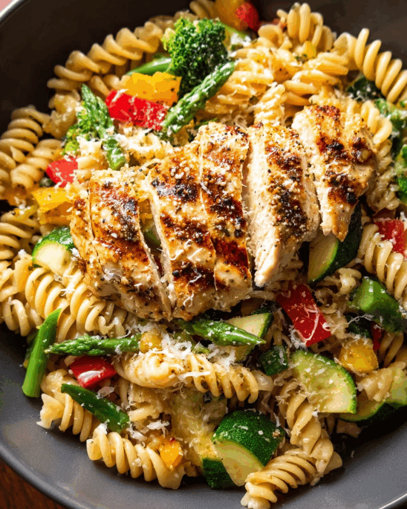 Teriyaki Chicken with Roasted Vegetable Pasta Recipe
