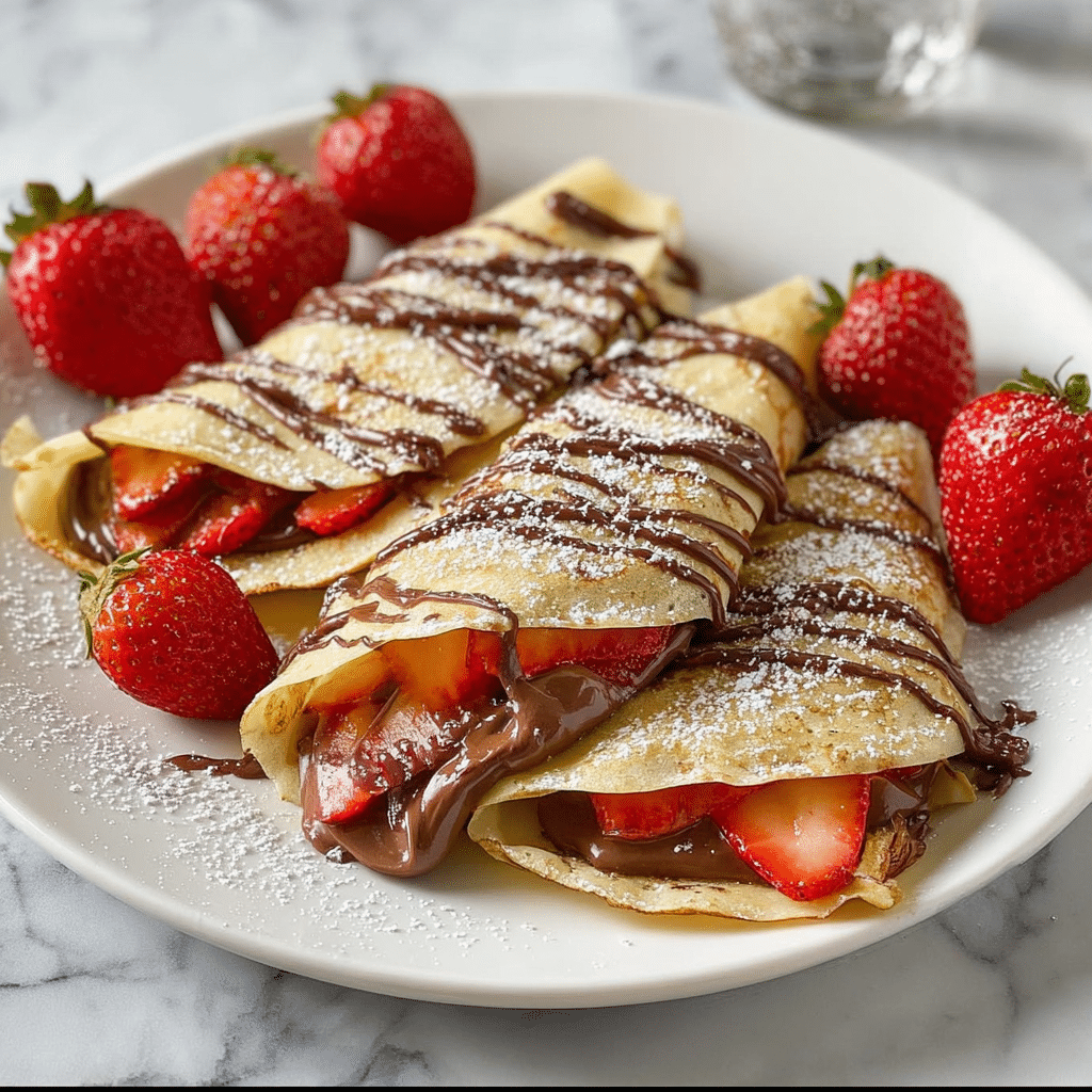 with Chocolate Drizzle and Strawberries Recipe - Recipe Image