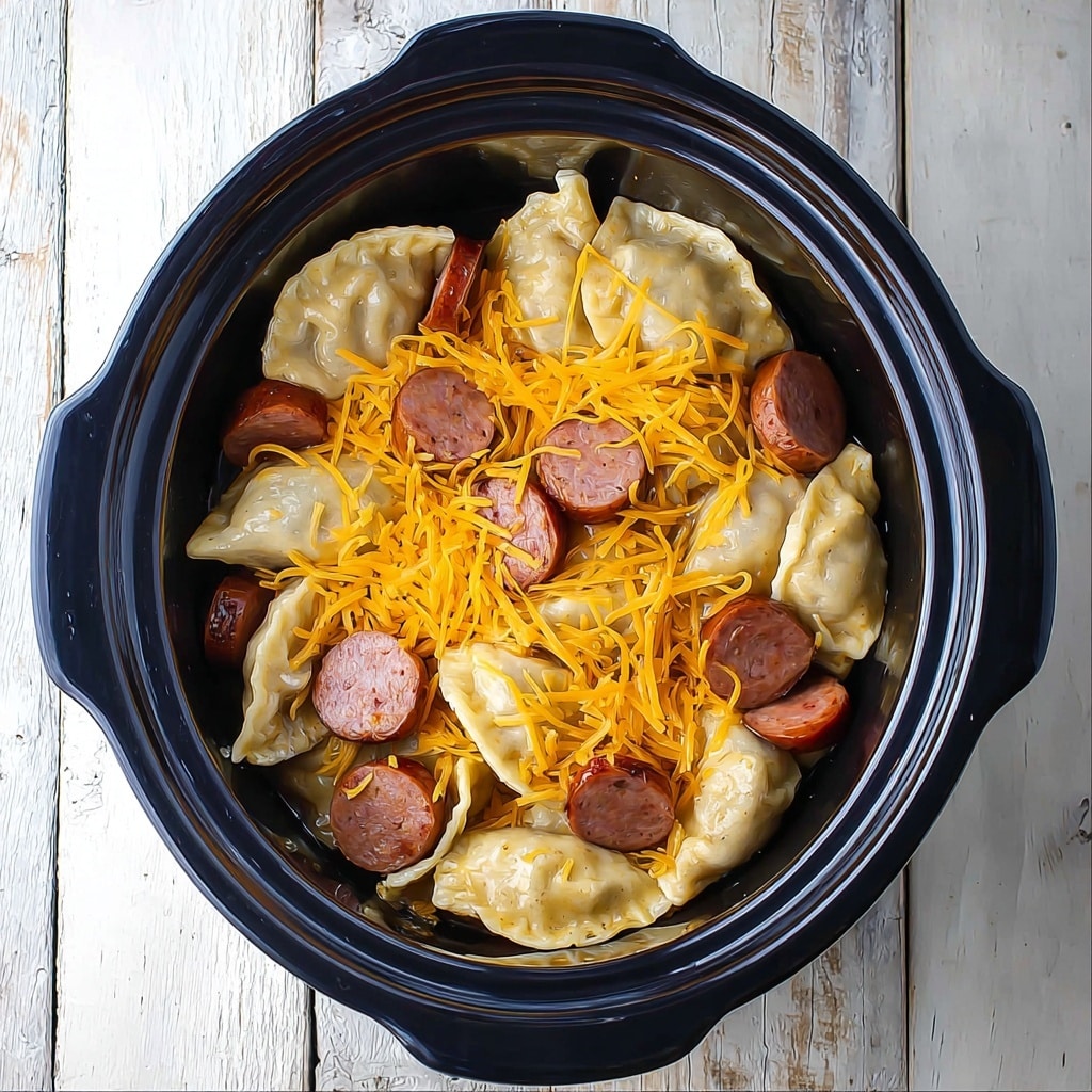 Crockpot Pierogi Casserole with Kielbasa Recipe - Recipe Image