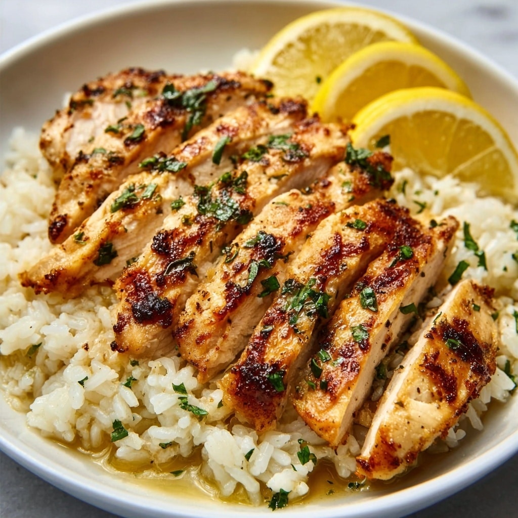 Chicken Scampi with Creamy Garlic Parmesan Rice Recipe - Recipe Image