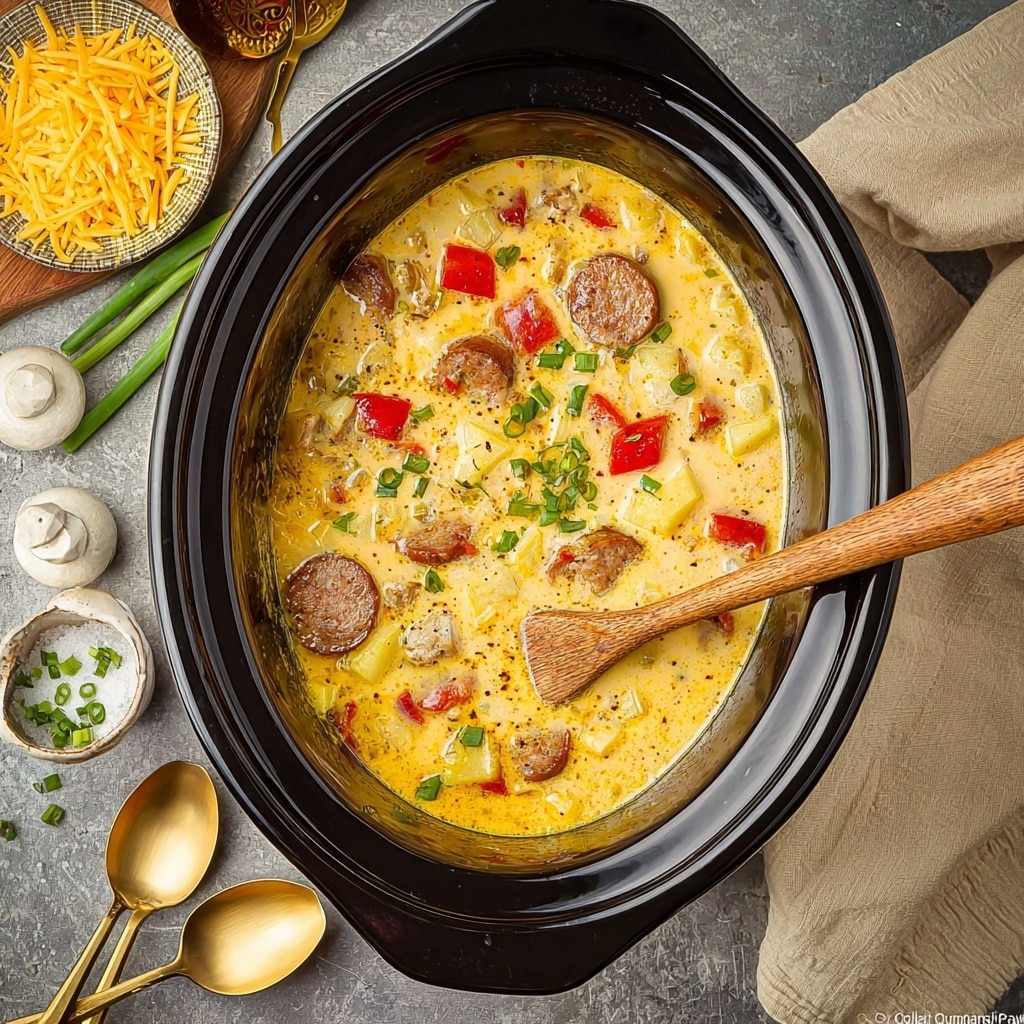 Crockpot Pierogi Casserole with Kielbasa Recipe - Recipe Image