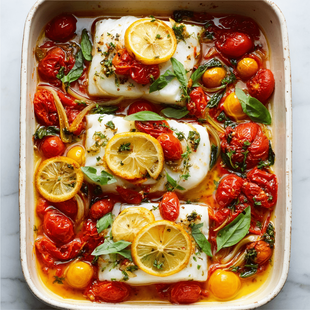Mediterranean Baked Cod Recipe - Recipe Image