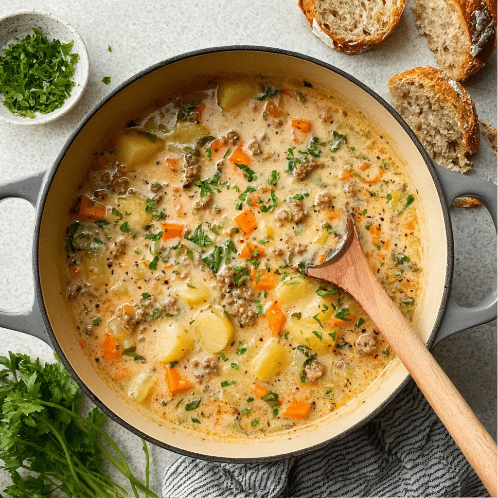 Cheeseburger Soup with Velveeta Recipe - Recipe Image