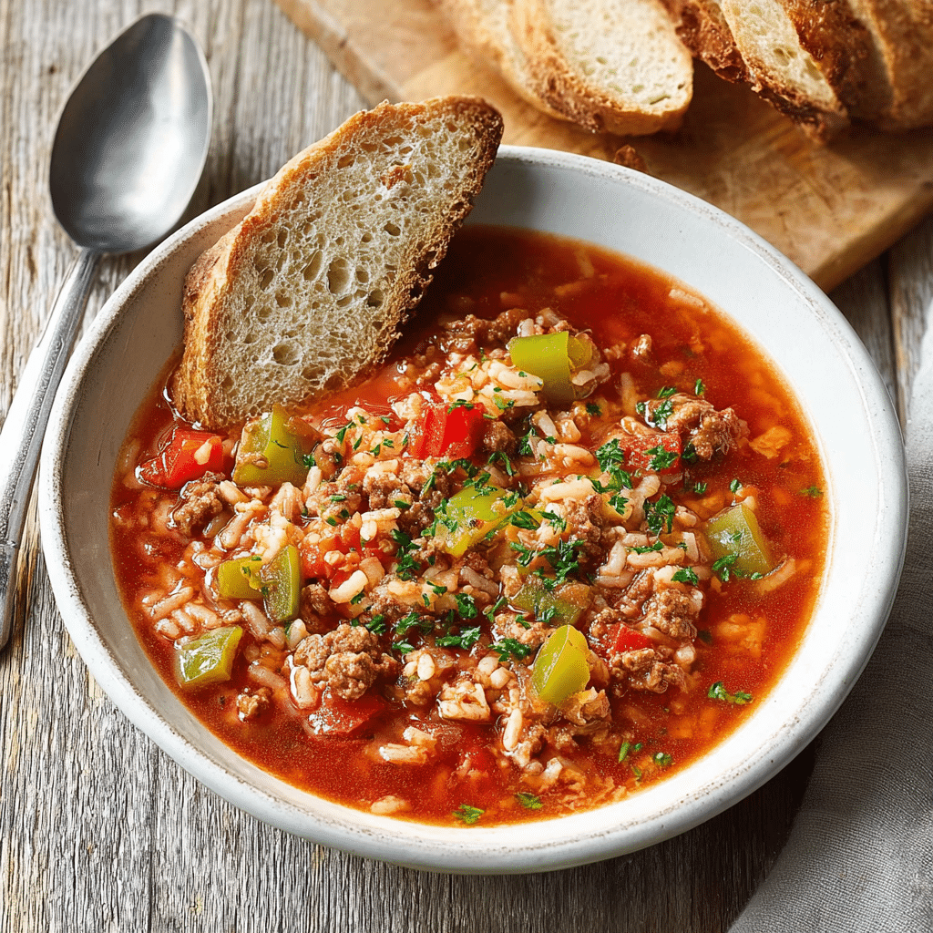 Easy Stuffed Pepper Soup Recipe - Recipe Image