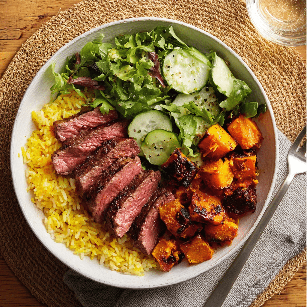 Healthy Mediterranean Steak Bowl Recipe - Recipe Image