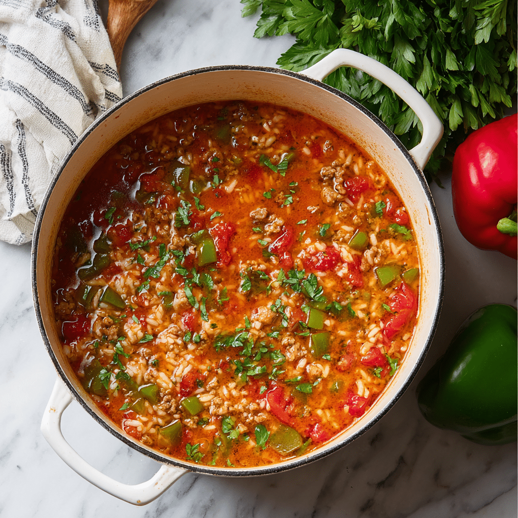 Easy Stuffed Pepper Soup Recipe - Recipe Image