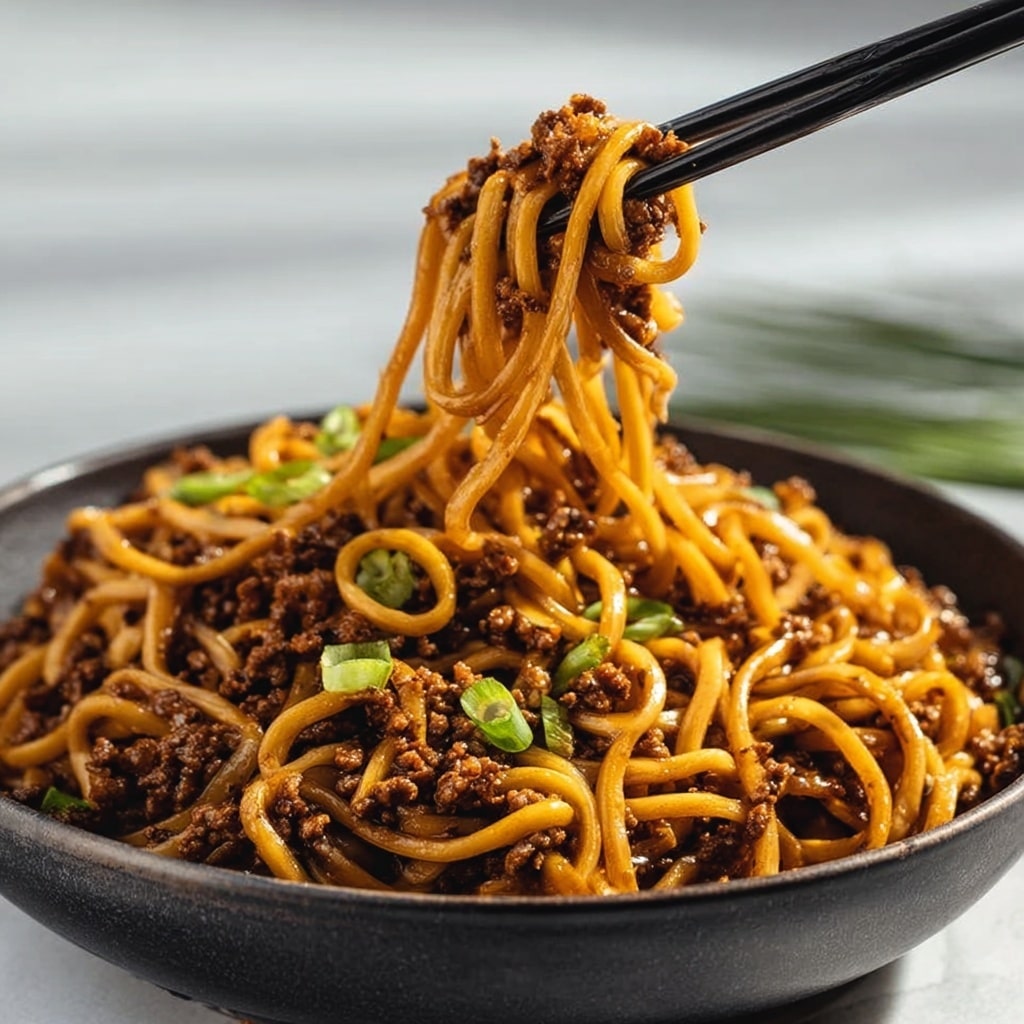 Mongolian Ground Beef Noodles Recipe - Recipe Image