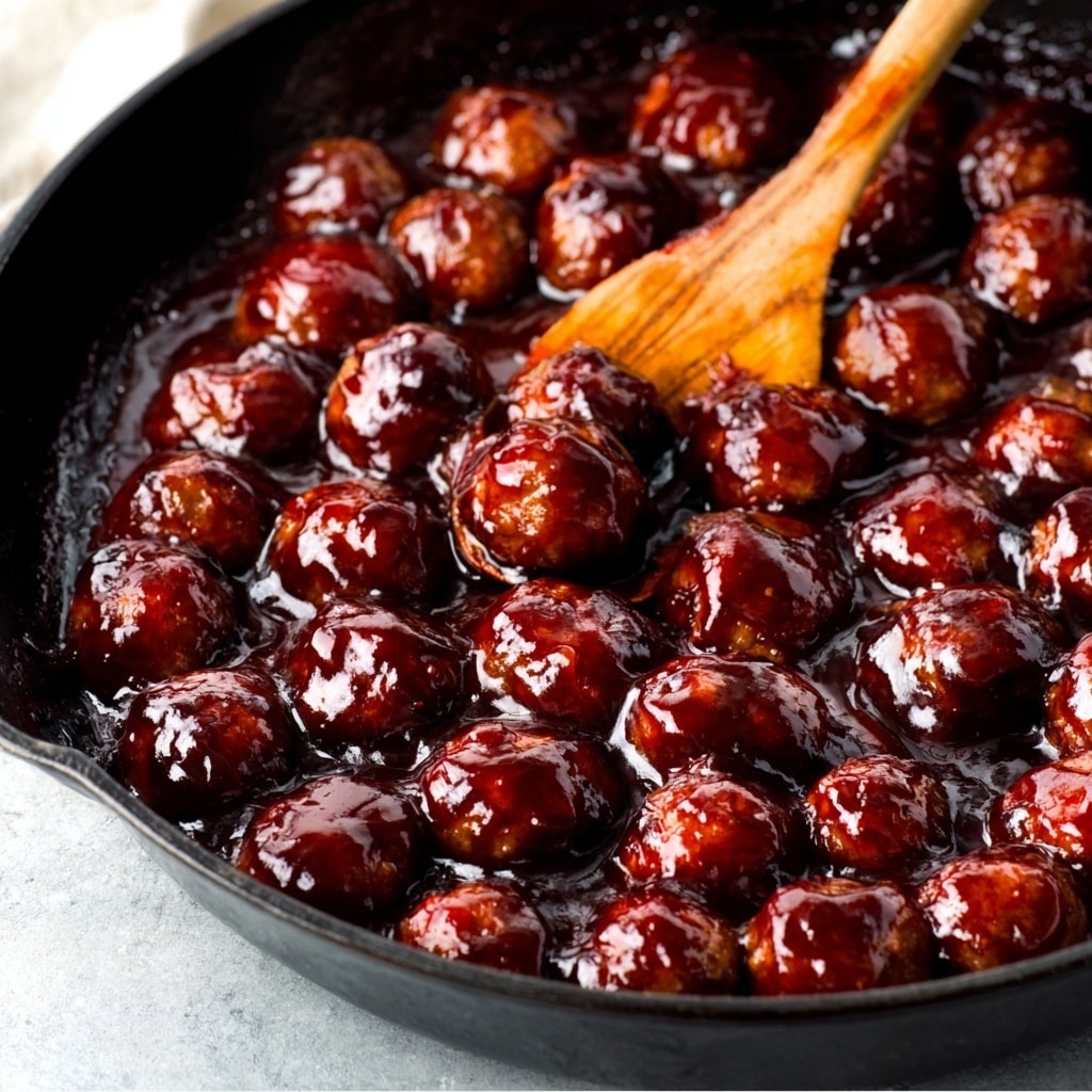 Quick Cranberry Meatballs – Easy, Festive Holiday Appetizer Recipe - Recipe Image