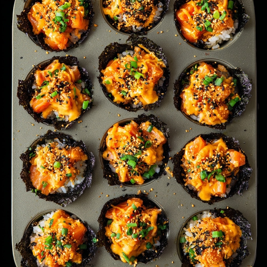 The Best Easy Baked Salmon Sushi Cups (Viral Recipe) Recipe - Recipe Image