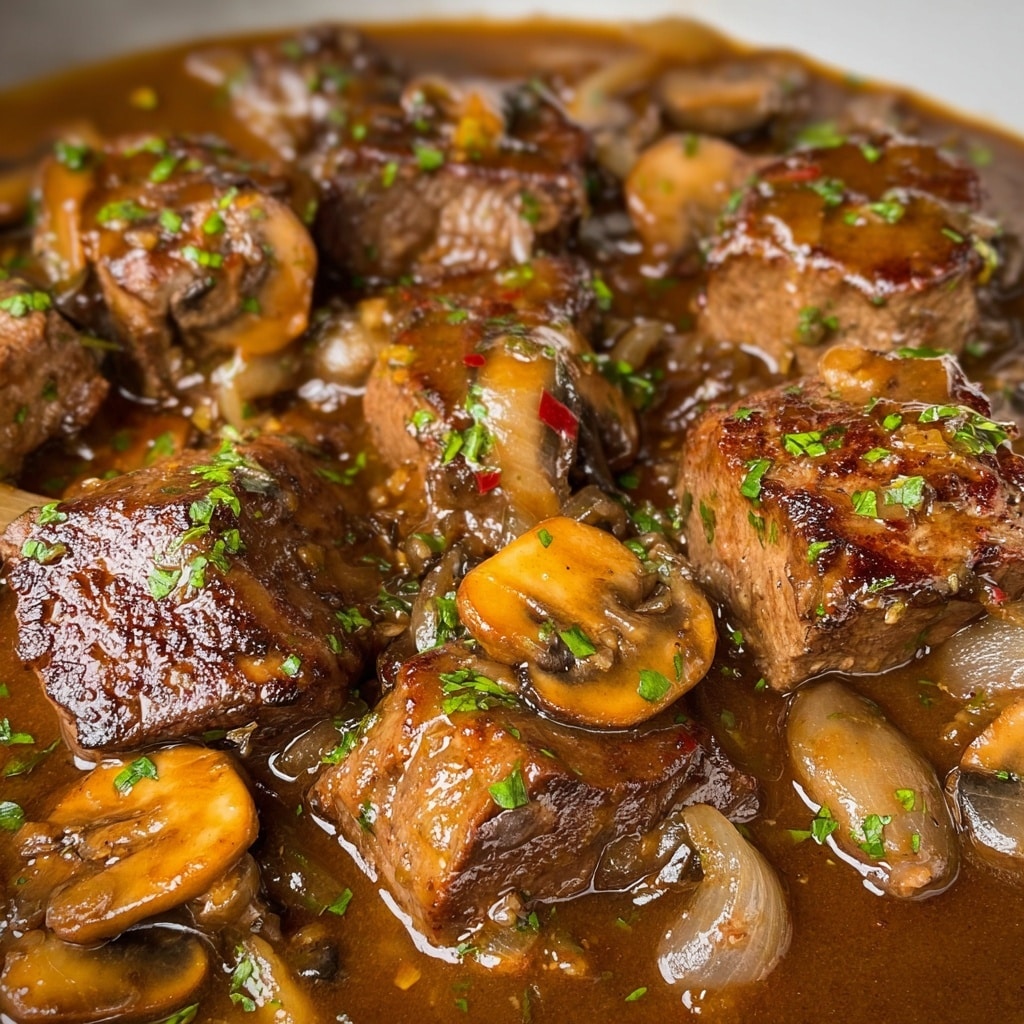 Beef Tenderloin Tips with Mushroom Gravy Recipe - Recipe Image