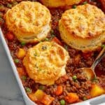 Ground Beef Pot Pie with Biscuits Recipe