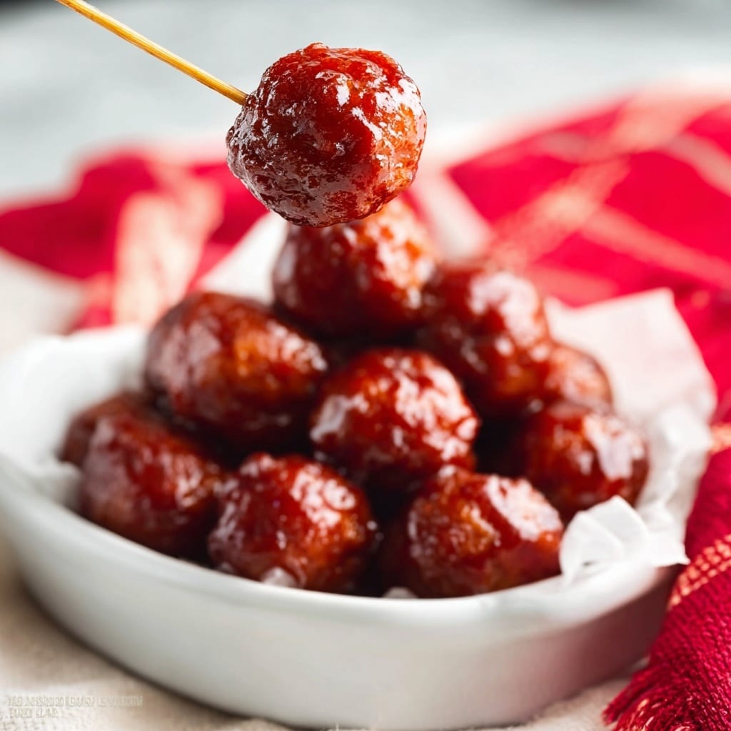 Quick Cranberry Meatballs – Easy, Festive Holiday Appetizer Recipe - Recipe Image