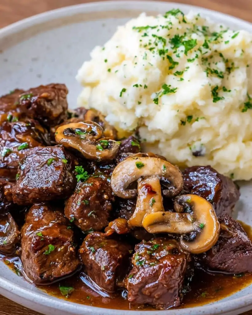Beef Tenderloin Tips with Mushroom Gravy Recipe