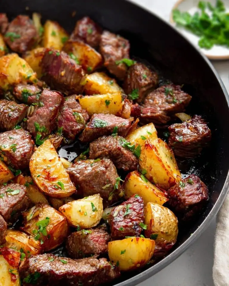 The Best Garlic Butter Steak Bites and Potatoes Recipe