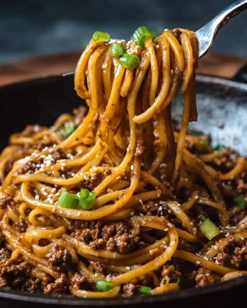 Mongolian Ground Beef Noodles Recipe