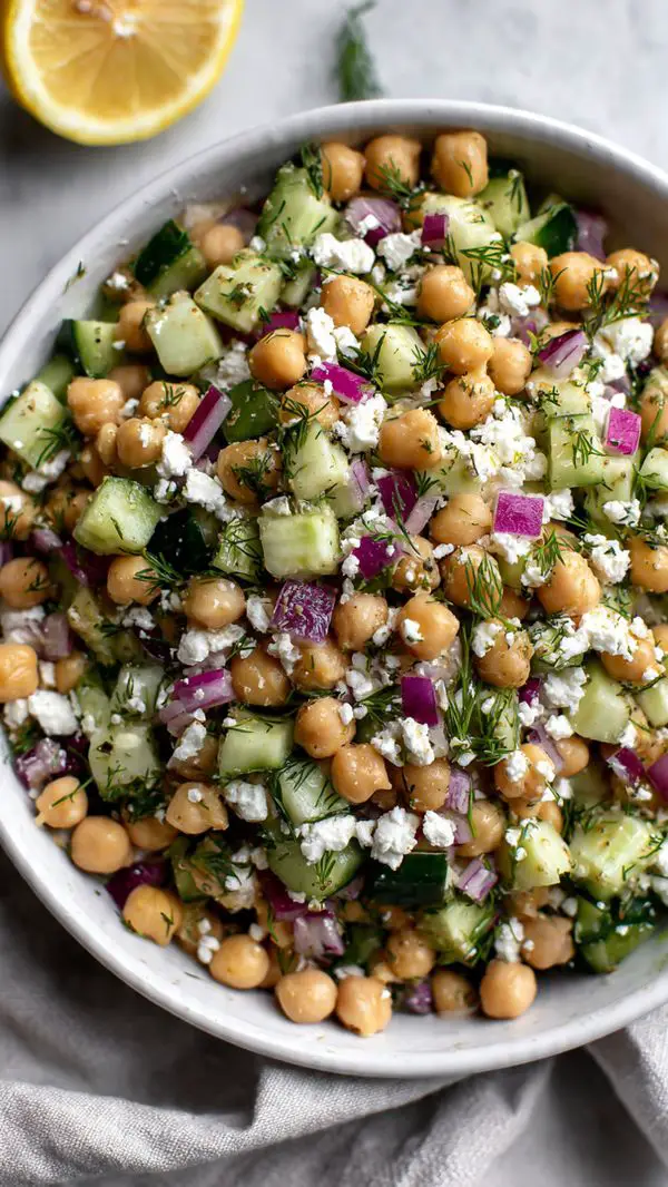 Cucumber Chickpea Feta Lemon Recipe - Recipe Image
