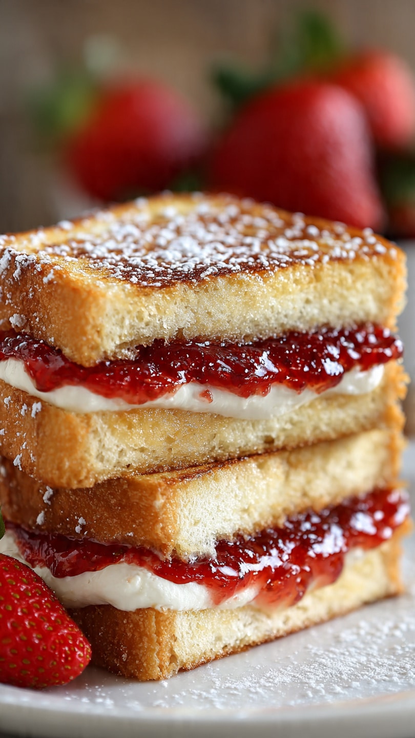 Fried Strawberry Cheesecake Sandwiches For Breakfast Recipe