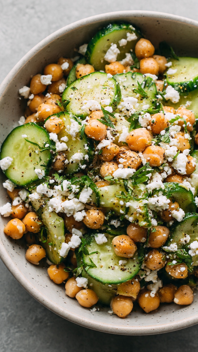 Cucumber Chickpea Feta Lemon Recipe