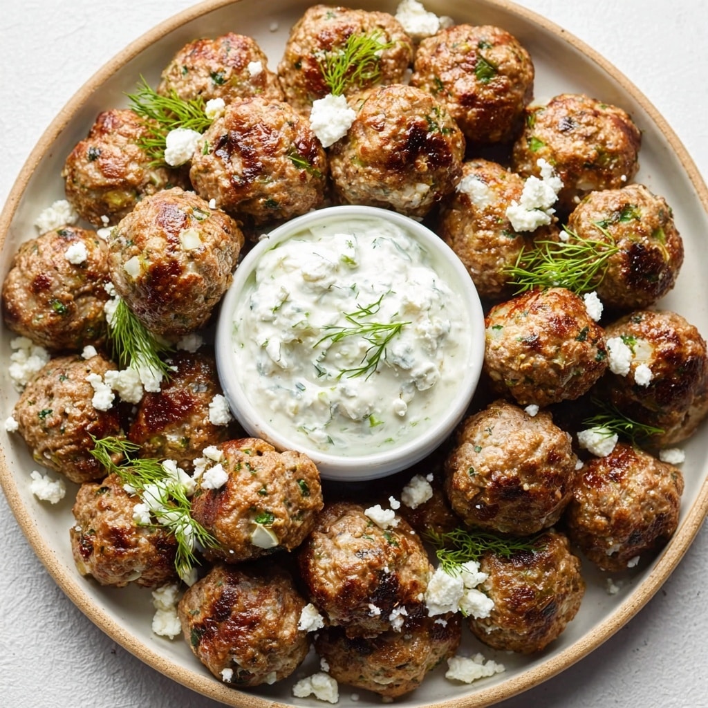 The Best Greek Chicken Meatballs with Tzatziki Sauce Recipe - Recipe Image