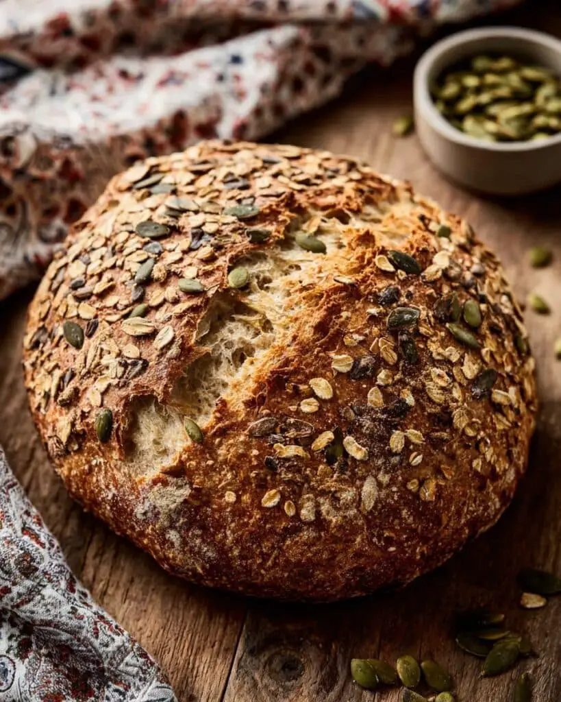 No Knead Seeded Oat Bread Recipe