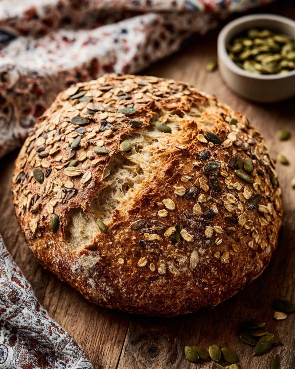 No Knead Seeded Oat Bread Recipe