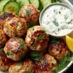 The Best Greek Chicken Meatballs with Tzatziki Sauce Recipe