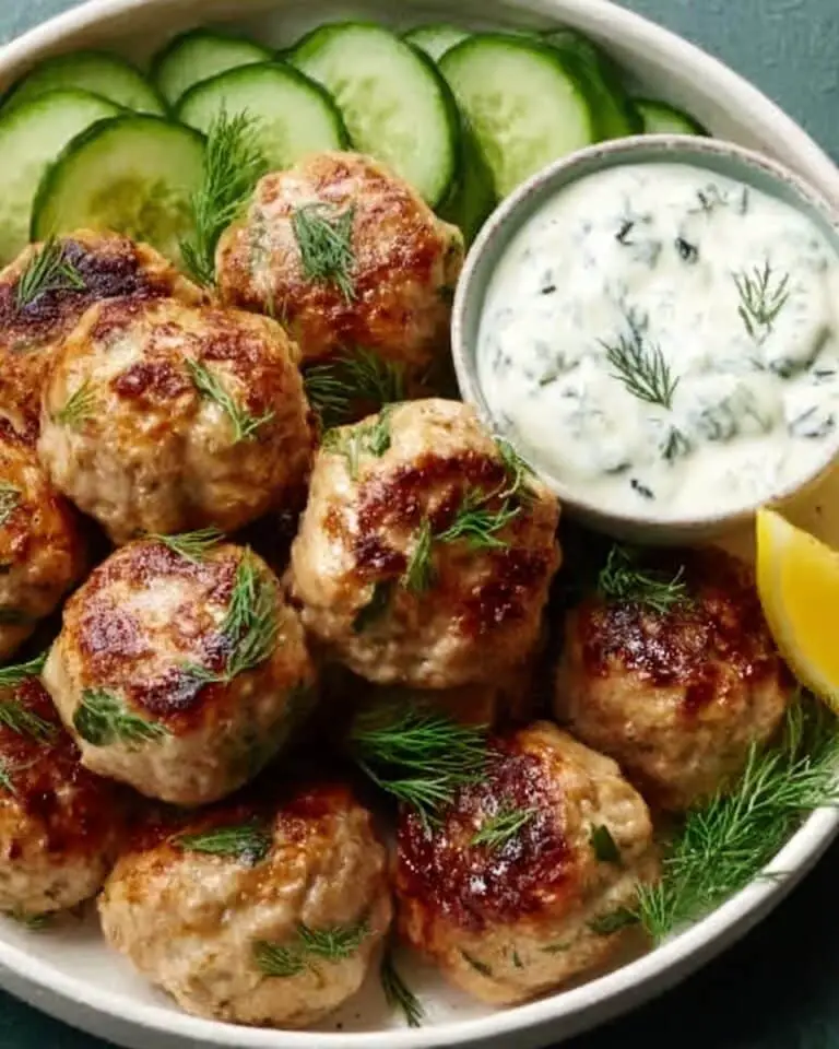 The Best Greek Chicken Meatballs with Tzatziki Sauce Recipe