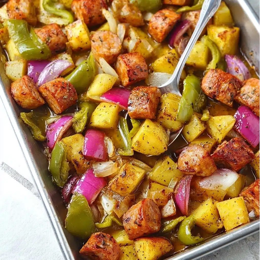 One-Pan Sausage, Pepper, Onion and Potato Bake Recipe 5 One-Pan Sausage, Pepper, Onion and Potato Bake Recipe - Recipe Image