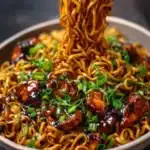 Sticky Garlic Chicken Noodles Recipe
