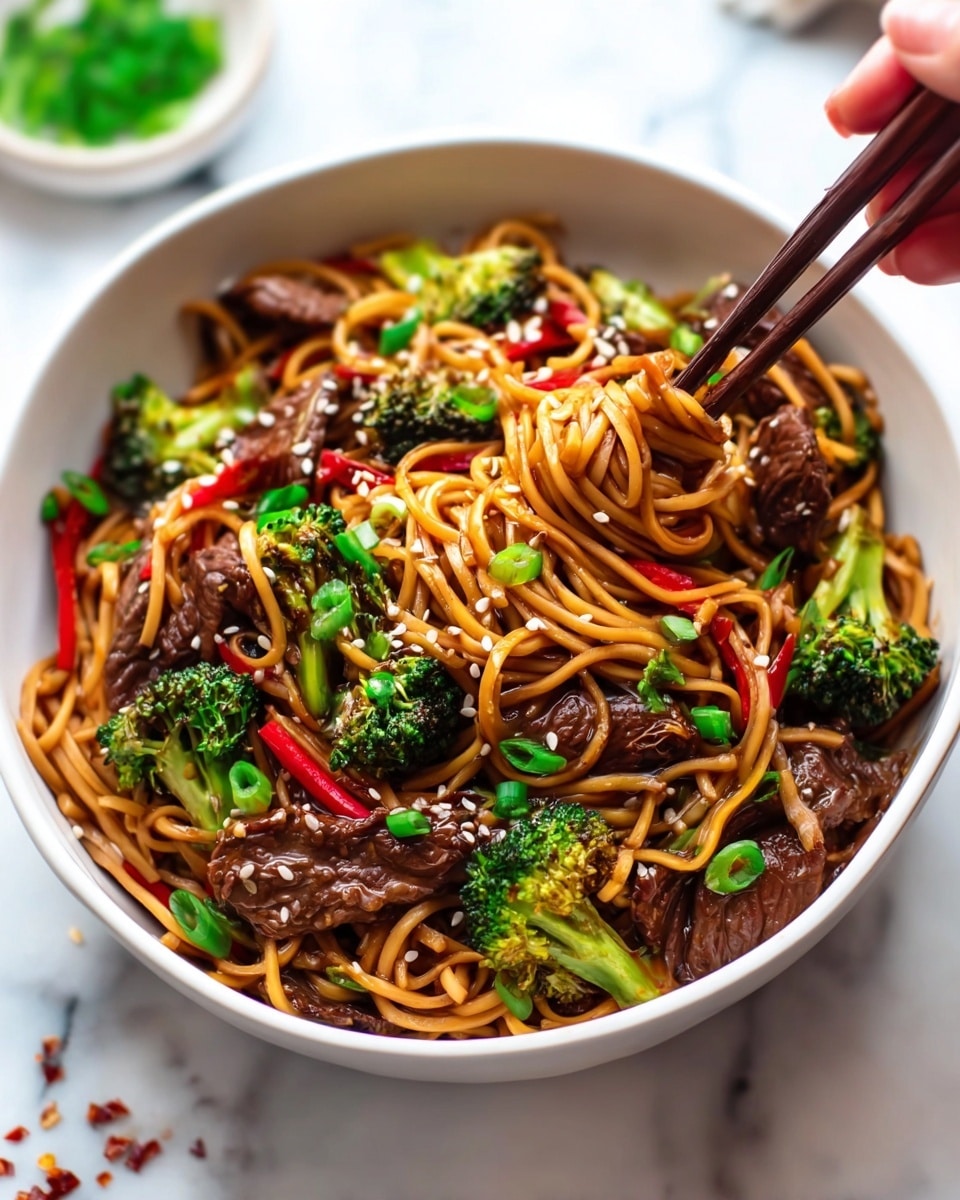 Sticky Beef Noodles Recipe