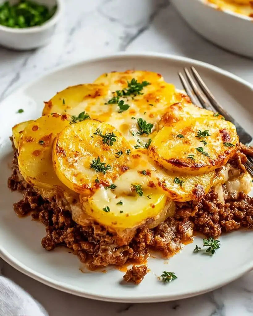 Hobo Casserole with Ground Beef and Cheddar Potatoes Recipe