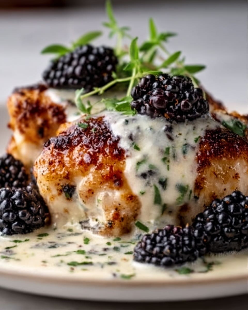 Blackberry Pepper Jack Chicken with Garlic Herb Cream Sauce Recipe