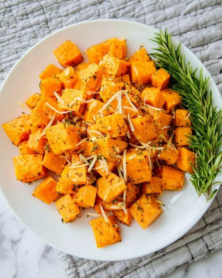 Air Fryer Sweet Potato Cubes with Garlic Parmesan Recipe