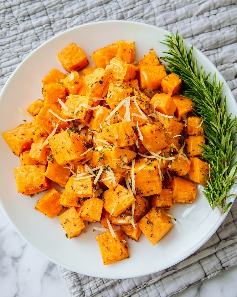 Air Fryer Sweet Potato Cubes with Garlic Parmesan Recipe