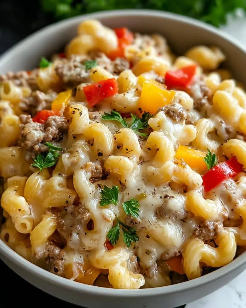 High-Protein Creamy Philly Cheesesteak Mac & Cheese Bliss Recipe
