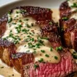 Juicy Steak with Creamy Garlic Sauce Recipe
